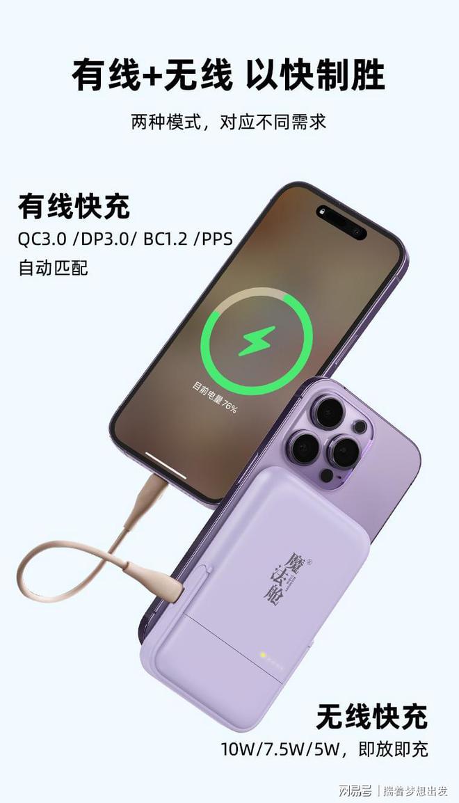 无线充支架移动电源四合一轻松出门九游会出行带一个我的魔法舱！耳机(图1)